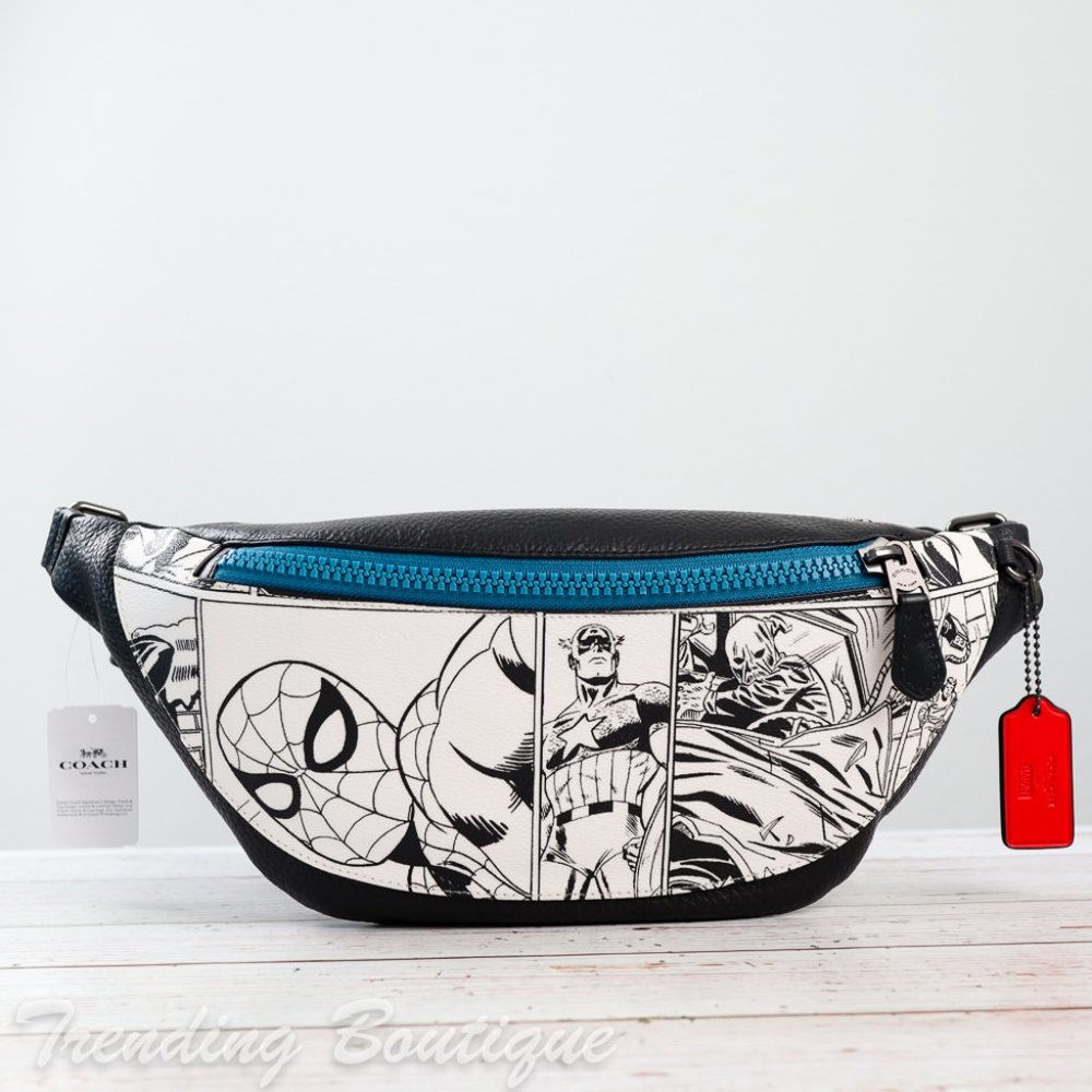 Coach Black and White Graphic Belt Bag